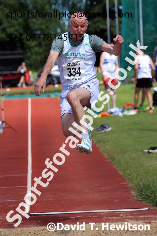 Mens long jump, 2024 NE Masters Track and Field Champs., Monkton Stadium, Jarrow.  Photo: David T. Hewitson/Sports for All Pics